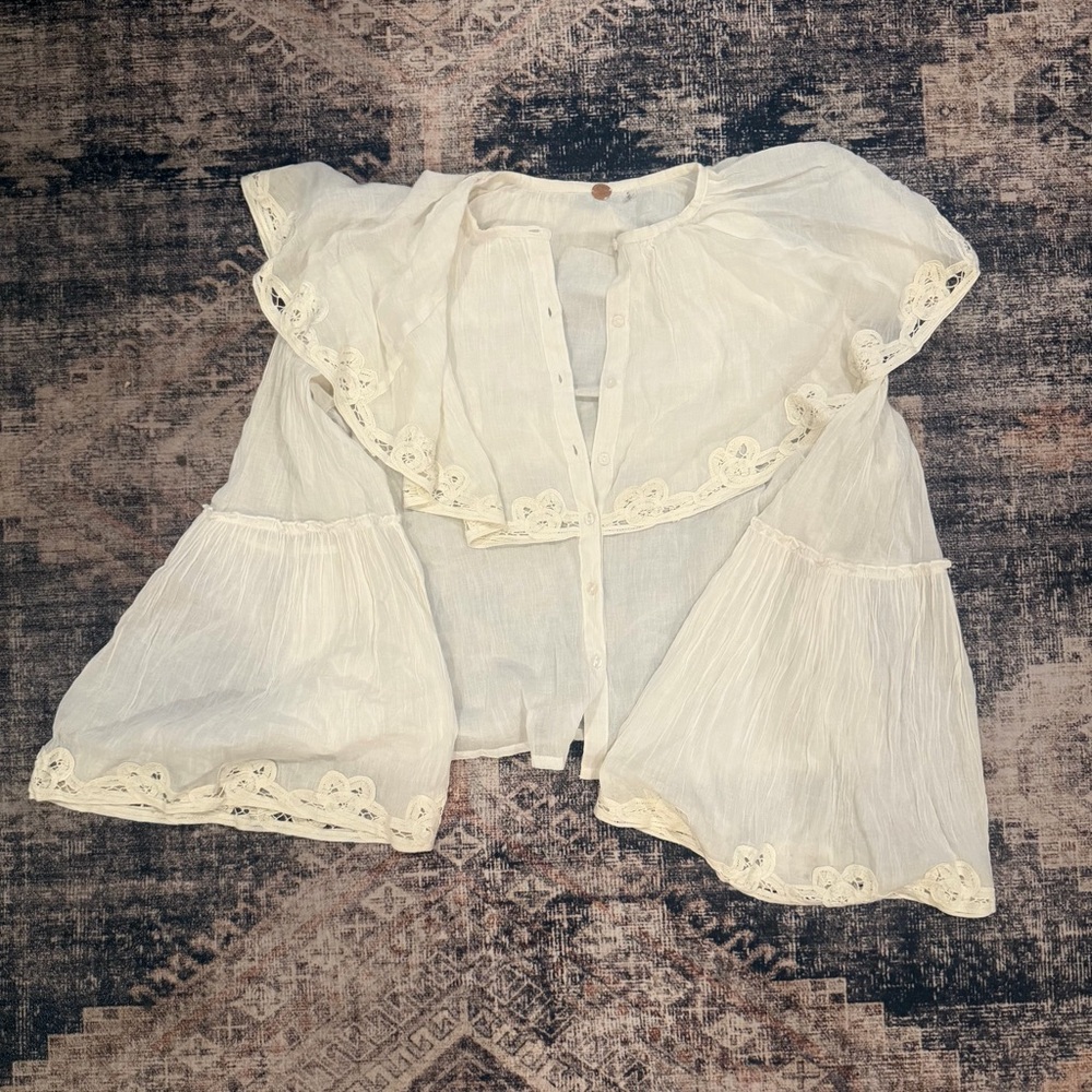 Free People White Cream Blouse - Picture 2 of 5